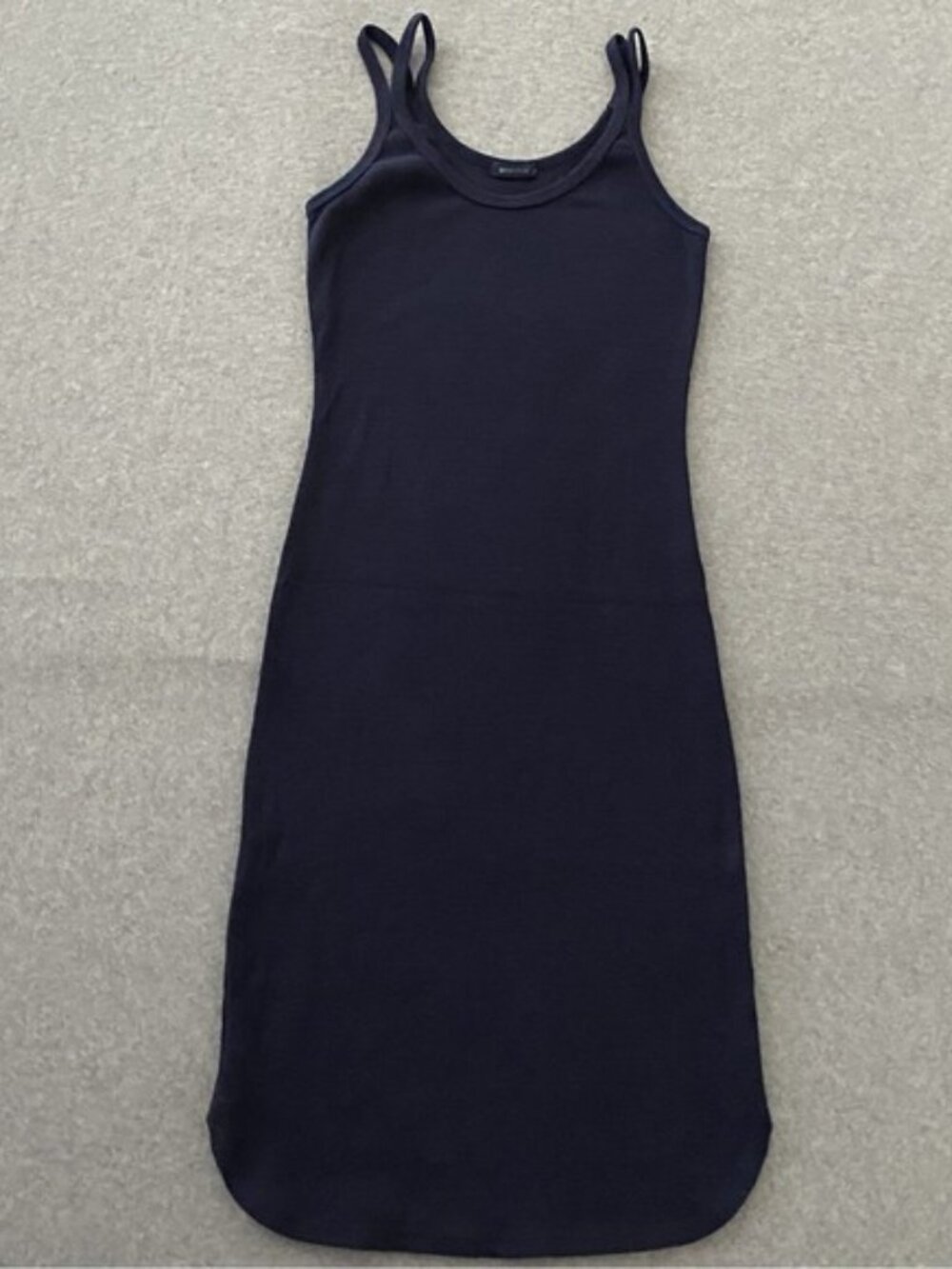 LA Made Midi Tank Dress Women S Navy Blue Ribbed Knit USA Made Stretch Summer